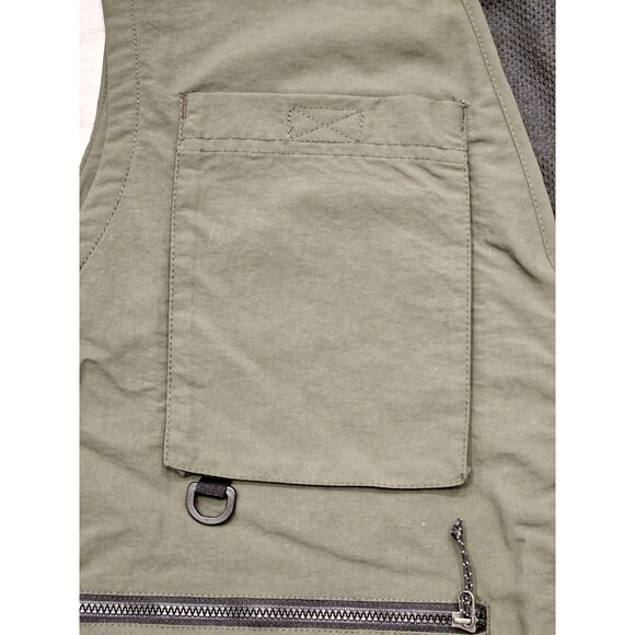 Eddie Bauer Men’s Utility Vest XL–Olive Green, Multi-Pocket, Hidden Compartment - Picture 5 of 13